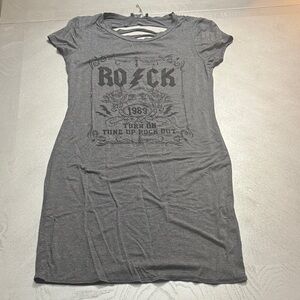 Women's Gray Graphic Rock Dress